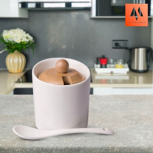 CUKIERNICA CUKIERNICZKA Z ŁYŻECZKĄ Z POKRYWKĄ BIAŁA POJEMNIK NA CUKIER na Arena.pl