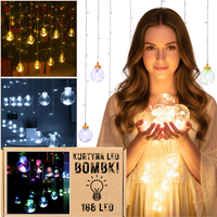 Lampki świąteczne kurtyna świetlna kule bombki led girlanda multicolor