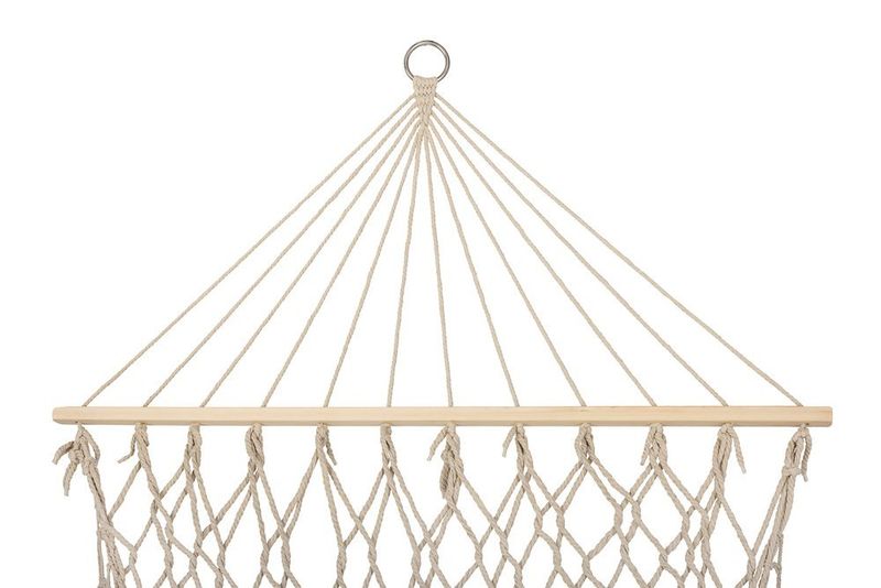 Hamak ogrodowy brazylijski boho siatka frędzle 200cm ecru 250kg zdjęcie 3