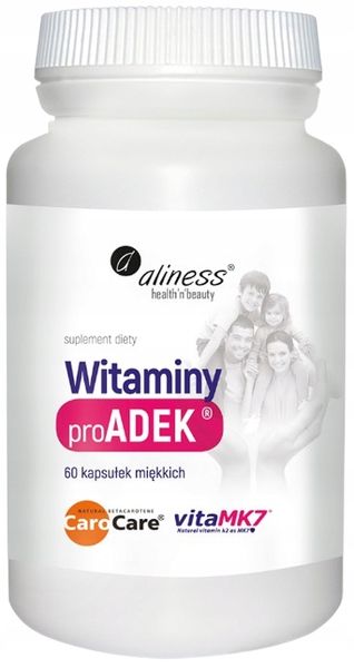 ALINESS Witaminy proADEK witamina A D E K ODPORNOŚĆ WZROK 2x60 kapsułek zdjęcie 2