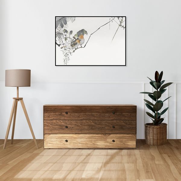Plakat 60x40cm Two Sparrows, Seitei Japoński Vintage zdjęcie 4
