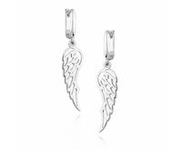 Eleganckie rodowane wiszące srebrne kolczyki celebrytka skrzydła skrzydełka wings srebro 925 KS0157D