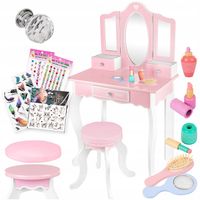 KINDERPLAY DUŻA DREWNIANA TOALETKA DLA DZIEWCZYNKI DZIECI 105,5CM + TATUAŻE