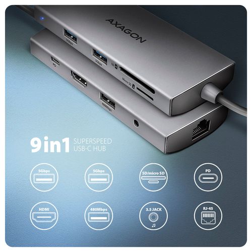 AXAGON Multi port USB-C 5Gbps hub | HMC-8HLSA na Arena.pl