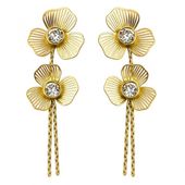 kolczyki ze stali szlachetnej pozłacane 14k złotem, cyrkonie wiszące