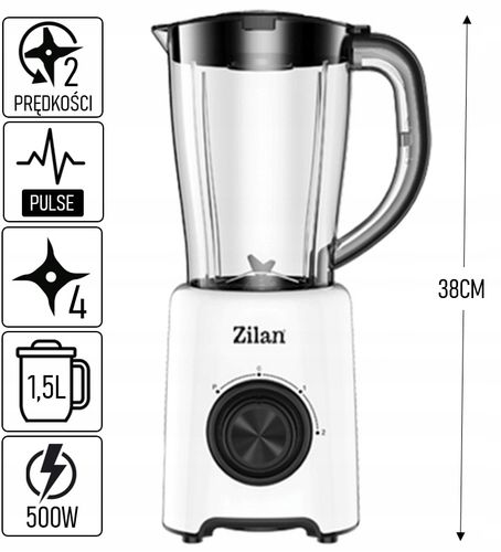 BLENDER KIELICHOWY MIKSER ZILAN BPA FREE 2 BIEGI + PULSE 500W na Arena.pl