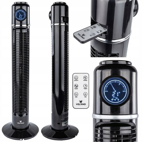 WENTYLATOR KOLUMNOWY PODŁOGOWY OSCYLACJA TIMER WYŚWIETLACZ LED PILOT na Arena.pl