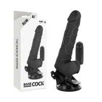 basecock model pilot black 18,5 cm - anatomiczny wibrator z pilotem