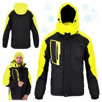 Kurtka Zimowa męska Kurtka robocza Ocieplana Wodoodporna z Kapturem czarna