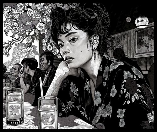 Plakat 60x50cm Czarne Kimono na Arena.pl