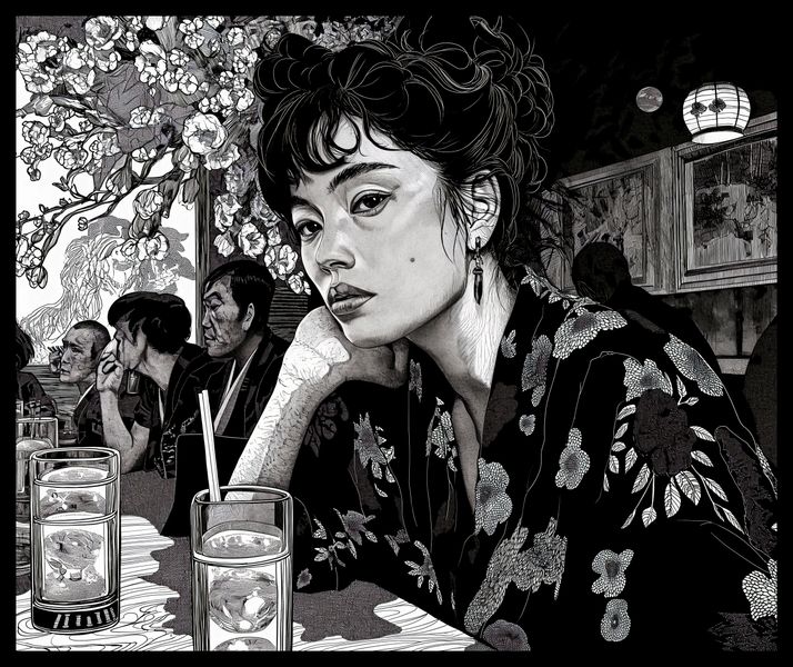 Plakat 60x50cm Czarne Kimono zdjęcie 2
