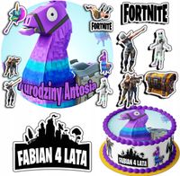 ZESTAW OPŁATEK NA TORT 20CM + 17 POSTACI - FORTNITE GRY + IMIĘ 15CM 18CM