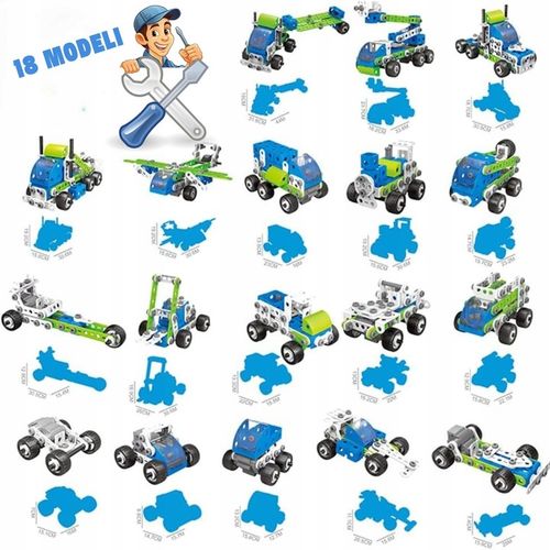 KLOCKI KONSTRUKCYJNE EDUKACYJNE CIĘŻARÓWKA SAMOLOT POJAZDY BUDOWLANE 18w1 na Arena.pl