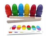 SORTER KOLORÓW drewniane jajka MONTESSORI 6 kolorów - ręcznie malowane