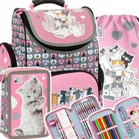 TORNISTER SZKOLNY DLA DZIEWCZYNKI Z KOTKAMI CLEO & FRANK KOTKI DO 1 KLASY