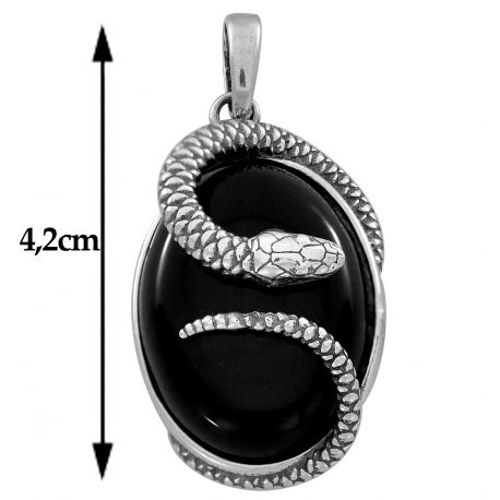 SREBRNY WISIOREK Z ONYKSEM ŻMIJA PRÓBA SREBRA 925 na Arena.pl