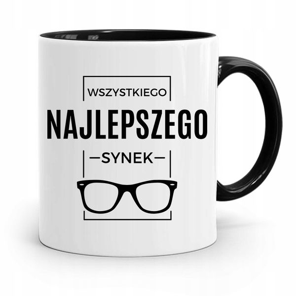 Kubek Czarny Prezent Dla Syna Najlepszego Synek Z Nadrukiem Ze Zdjęciem zdjęcie 1