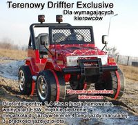 MEGA JEEP DRIFFTER EXCLUSIVE DLA 2 DZIECI, WOLNY START/ LAKIER. MIĘKKIE SIEDZENIE HP-011