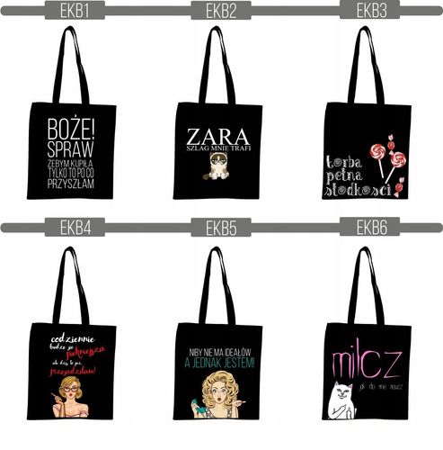 EKO TORBA czarna super nadruk Twój napis TANIO na Arena.pl
