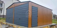 Garaż blaszany 6x6 2x Brama drzwi drewnopodobny Dach dwuspadowy PLG110