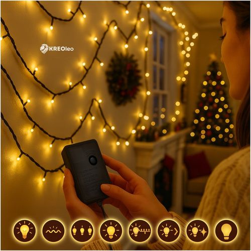 MOCNE LAMPKI CHOINKOWE 500 LED OŚWIETLENIE ŚWIĄTECZNE ZEW/WEW BIAŁY CIEPŁY na Arena.pl