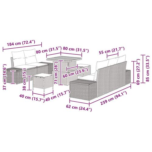 Zestaw Sof na Ogród 8 pcs Beżowy i kremowy 80 x 80 x 71 cm na Arena.pl