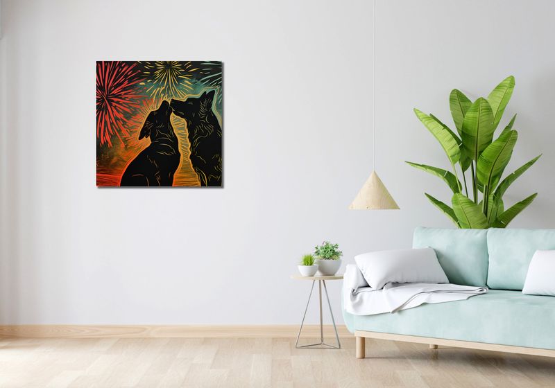 Obraz 70x70cm Psi Uścisk zdjęcie 2