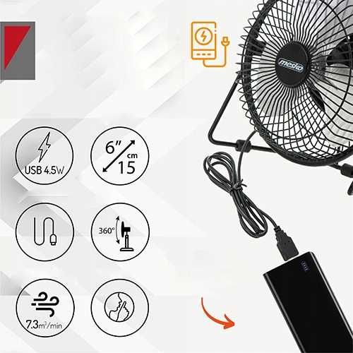 Wentylator Biurkowy USB 15cm MESKO MS 7322 na Arena.pl