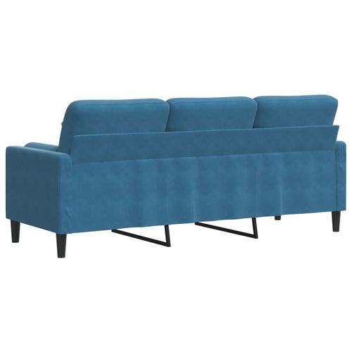 3-osobowa sofa z poduszkami, niebieska, 180 cm, aksamit na Arena.pl