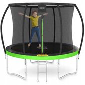 TRAMPOLINA OGRODOWA DOMOWA DLA DZIECI DO OGRODU Z SIATKĄ DRABINKA 8 FT