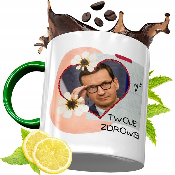 Kubek Zielony Mateusz Morawiecki Na Prezent Z Nadrukiem Ze Zdjęciem zdjęcie 1