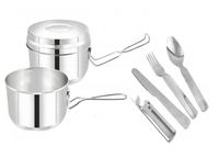 Menażka obiadowa turystyczna stalowa Niezbędnik składny sztućce