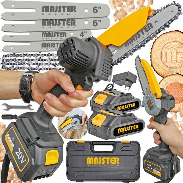 AKUMULATOROWA PILARKA PIŁA ŁAŃCUCHOWA 6 CALI 2x AKU 4 ŁAŃCUCHY 4 PROWADNICE zdjęcie 6