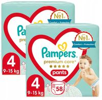 Pampers Premium Care 4 9-15 kg Pieluchomajtki 2 x 58 szt.