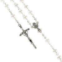 Różaniec Pierwsza Komunia białe serduszka