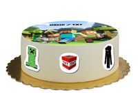 Zestaw cukrowy na tort Minecraft napis gratis