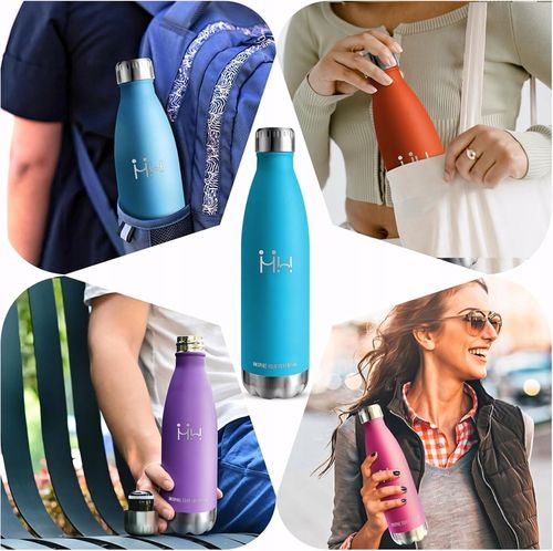 Kubek Termiczny Termos na Kawę Herbatę ze Stali Nierdzewnej Niebieska 750ml na Arena.pl