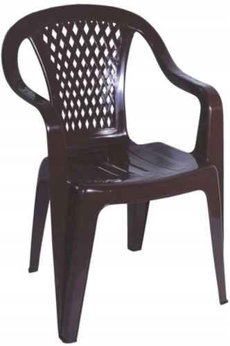 Mocny plastikowy fotel ogrodowy DIAMENT max 110kg taras balkon brązowy na Arena.pl