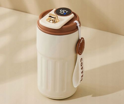 KUBEK TERMICZNY TERMOS BIDON NA KAWĘ HERBATĘ Z USTNIKIEM WYŚWIETLACZ 450ML na Arena.pl