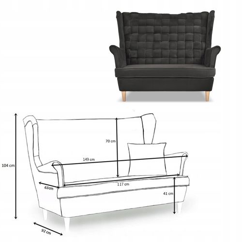 Zestaw wypoczynkowy Carol sofa fotele paski Family Meble grafitowy na Arena.pl