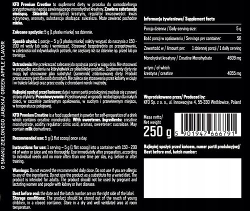 KFD PREMIUM CREATINE - 250 G KREATYNA MONOHYDRAT na Arena.pl