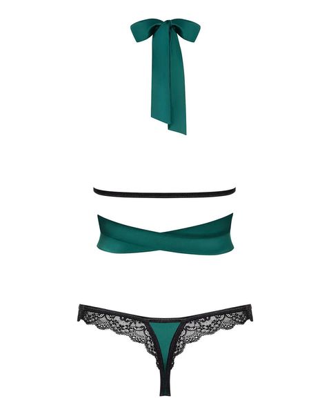 Sensuelia komplet 2-częściowy kolor: zielony Obsessive L/XL zdjęcie 4