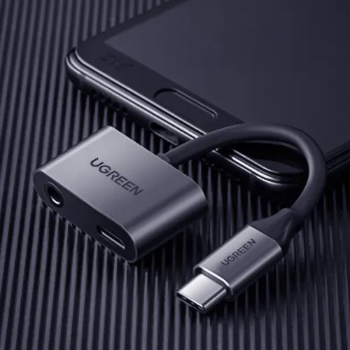 adapter ugreen cm193 50596 audio dwuportowy usb-c (męski) - mini jack na Arena.pl