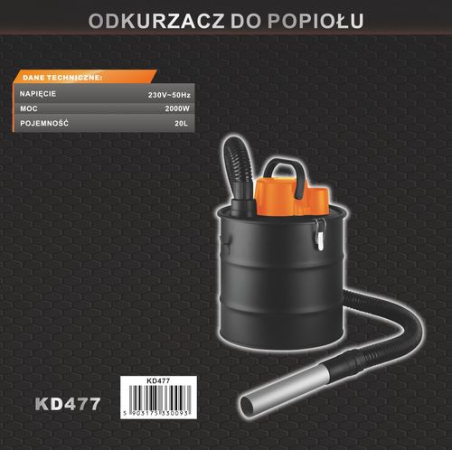 Odkurzacz do popiołu 2000W 20L KD477 na Arena.pl