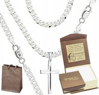 Łańcuszek Męski Srebrny Pancerka 3,80 mm z Krzyżykiem pr 925 Grawer Gratis