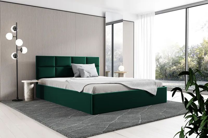 Zielone łóżko tapicerowane GOBI / R38 160x200 cm zdjęcie 2