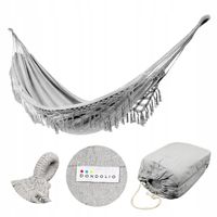 Hamak OGRODOWY BRAZYLYJSKI Boho DWUOSOBOWY JASNY SZARY Wytrzymały 220kg XXL
