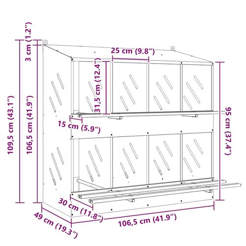 Gniazdo dla kur z 8 przegrodami, ocynkowane, srebrne, metalowe na Arena.pl