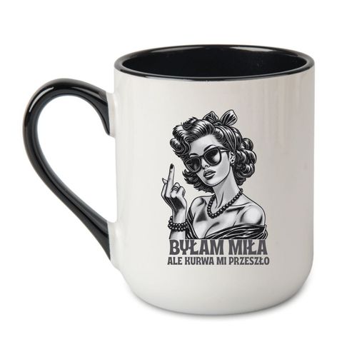 KUBEK "BYŁAM MIŁA, ALE KURWA MI PRZESZŁO" Wzór - Elegant Coffee Czarny 330 ml na Arena.pl