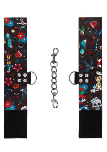 Printed Ankle Cuffs - Old School Tattoo Style - Black na Arena.pl